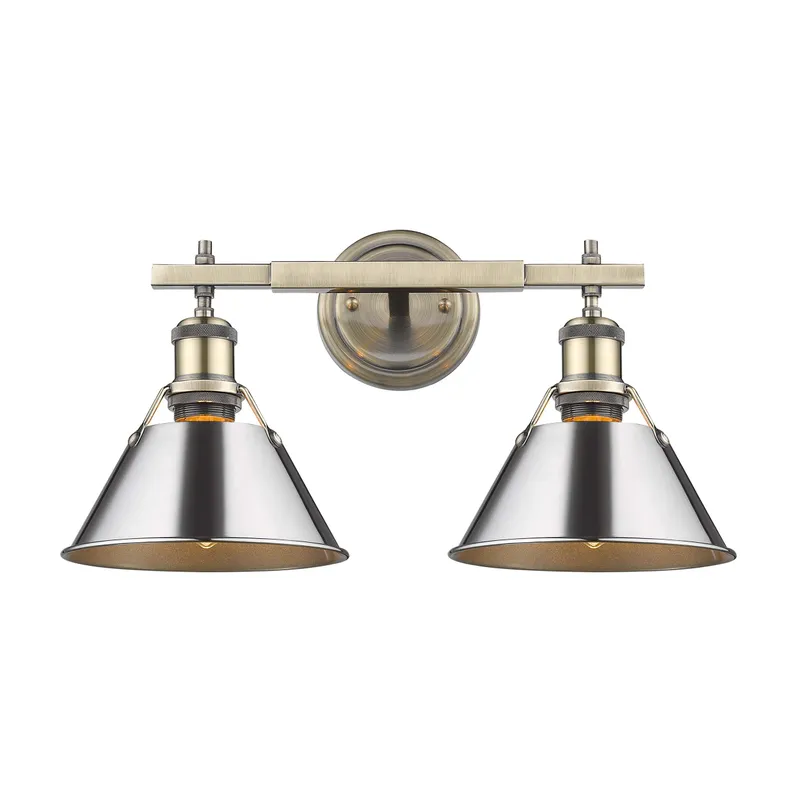 Yep by Golden Lighting Orwell 2-light Vanity in Aged Brass and Chrome shade — Golden Lighting LED Wall Lights  