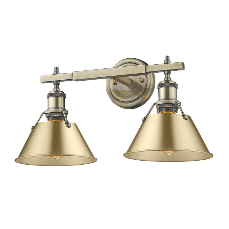 Yep by Golden Lighting Orwell 2-light Vanity in Aged Brass and Brushed Champagne Brass shade — Golden Lighting LED Wall Lights 100.0W 