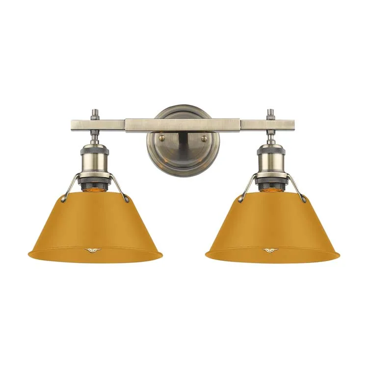 Yep by Golden Lighting Orwell 2-light Vanity in Aged Brass and Auric Yellow shade — Golden Lighting LED Wall Lights 100.0W 