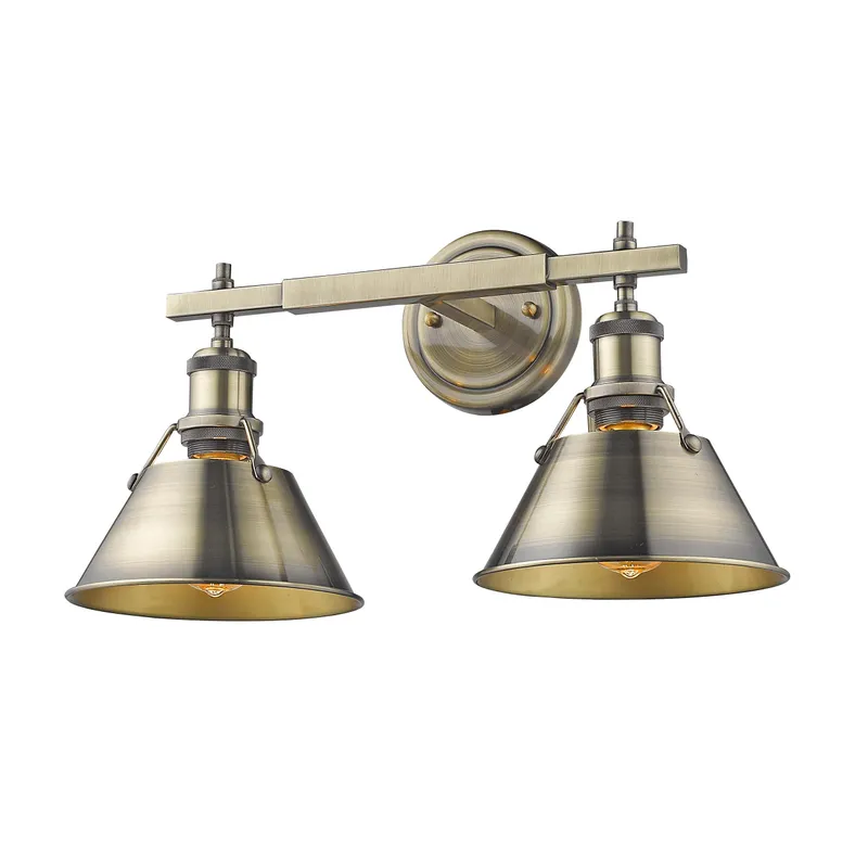 Yep by Golden Lighting Orwell 2-light Vanity in Aged Brass — Golden Lighting LED Wall Lights  