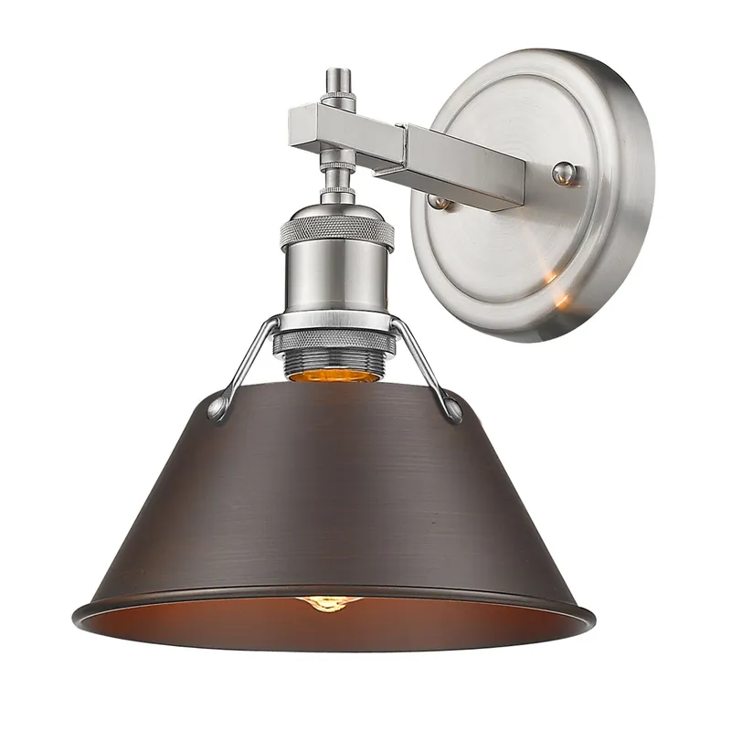 Yep by Golden Lighting Orwell 1-light Vanity in Pewter and Rubbed Bronze shade — Golden Lighting LED Wall Lights  