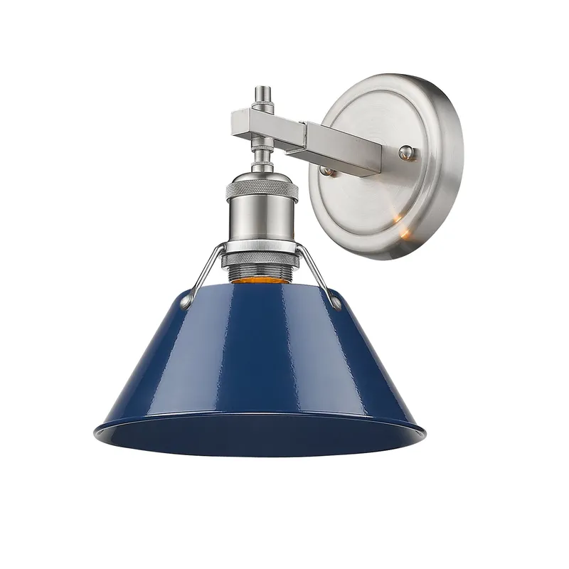 Yep by Golden Lighting Orwell 1-light Vanity in Pewter and Navy Blue shade — Golden Lighting LED Wall Lights 100.0W 