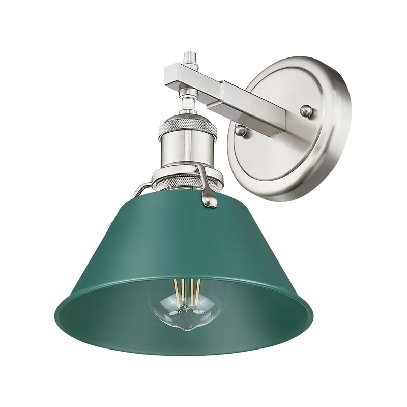 Yep by Golden Lighting Orwell 1-light Vanity in Pewter and Pine Green shade — Golden Lighting LED Wall Lights 100.0W 