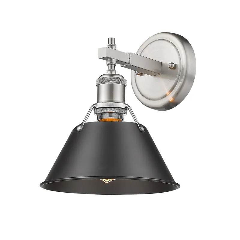 Yep by Golden Lighting Orwell 1-light Vanity in Pewter and Matte Black shade — Golden Lighting LED Wall Lights  