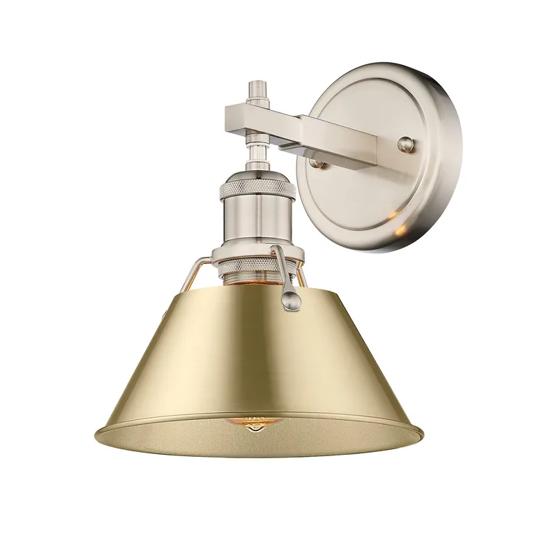 Yep by Golden Lighting Orwell 1-light Vanity in Pewter and Brushed Champagne Brass shade — Golden Lighting LED Wall Lights  