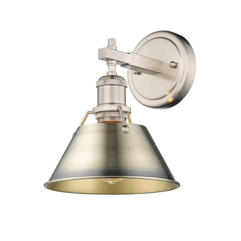 Yep by Golden Lighting Orwell 1-light Vanity in Pewter and Aged Brass shade — Golden Lighting LED Wall Lights  