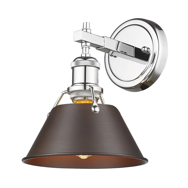 Yep by Golden Lighting Orwell 1-light Vanity in Chrome and Rubbed Bronze shade — Golden Lighting LED Wall Lights  