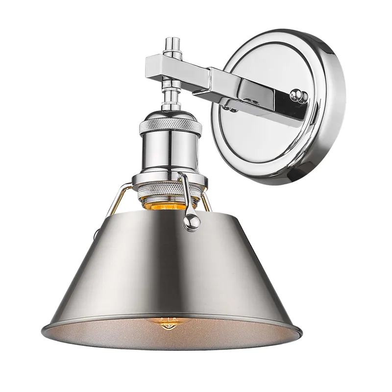 Yep by Golden Lighting Orwell 1-light Vanity in Chrome and Pewter shade — Golden Lighting LED Wall Lights  