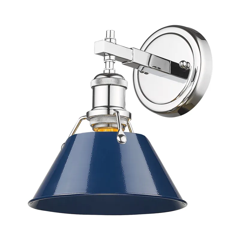 Yep by Golden Lighting Orwell 1-light Vanity in Chrome and Navy Blue shade — Golden Lighting LED Wall Lights  