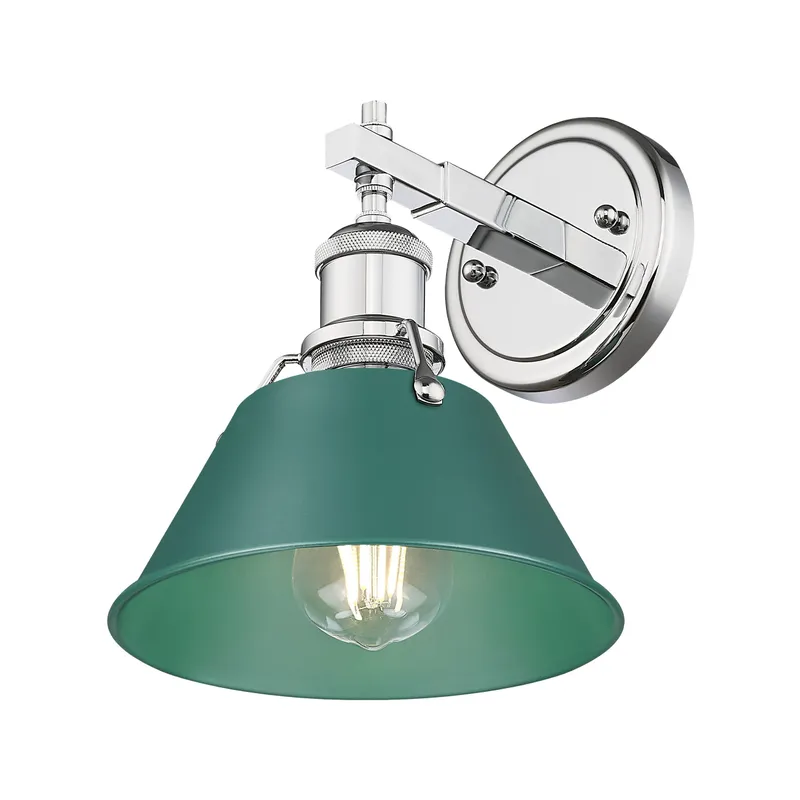 Yep by Golden Lighting Orwell 1-light Vanity in Chrome and Pine Green shade — Golden Lighting LED Wall Lights  