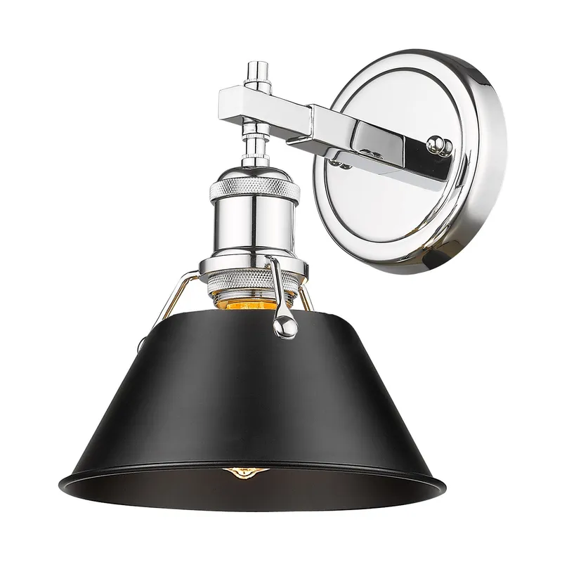 Yep by Golden Lighting Orwell 1-light Vanity in Chrome and Matte Black shade — Golden Lighting LED Wall Lights  