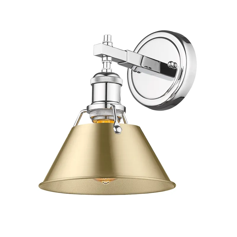 Yep by Golden Lighting Orwell 1-light Vanity in Chrome and Brushed Champagne Brass shade — Golden Lighting LED Wall Lights  