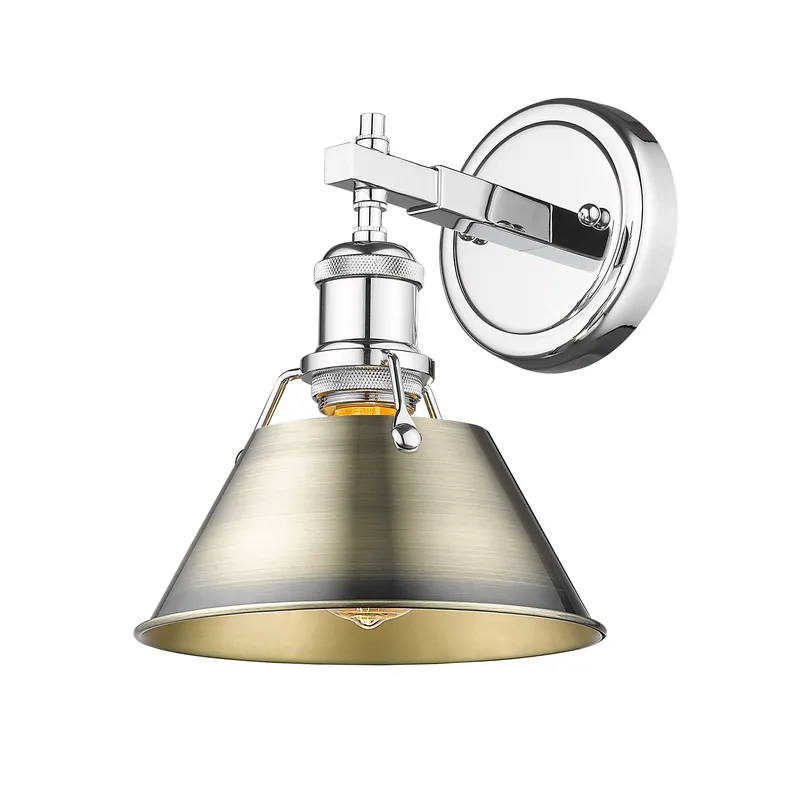 Yep by Golden Lighting Orwell 1-light Vanity in Chrome and Aged Brass shade — Golden Lighting LED Wall Lights  