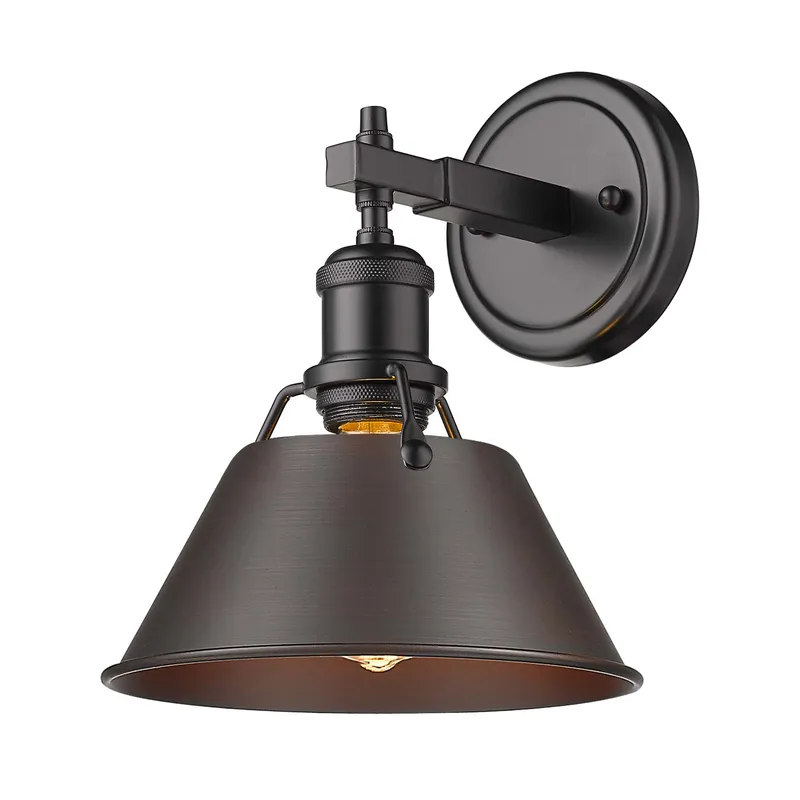 Yep by Golden Lighting Orwell 1-light Vanity in Matte Black and Rubbed Bronze shade — Golden Lighting LED Wall Lights 100.0W 