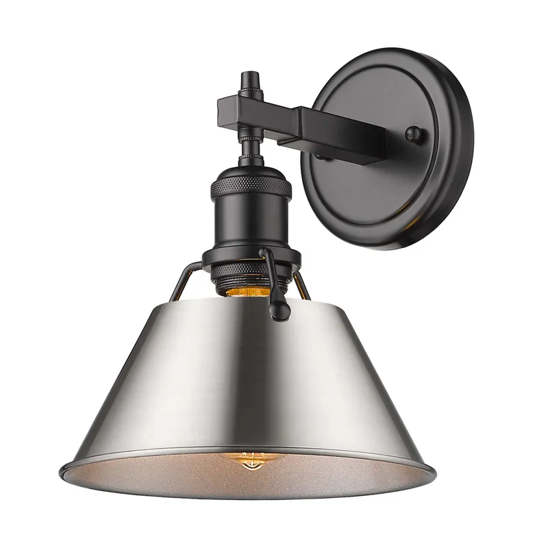 Yep by Golden Lighting Orwell 1-light Vanity in Matte Black and Pewter shade — Golden Lighting LED Wall Lights 100.0W 
