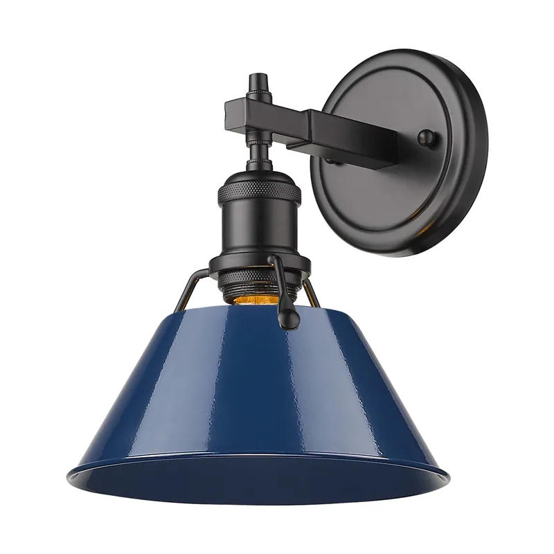 Yep by Golden Lighting Orwell 1-light Vanity in Matte Black and Navy Blue shade — Golden Lighting LED Wall Lights  