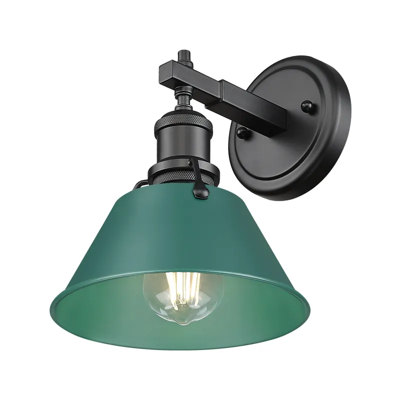 Yep by Golden Lighting Orwell 1-light Vanity in Matte Black and Pine Green shade — Golden Lighting LED Wall Lights  