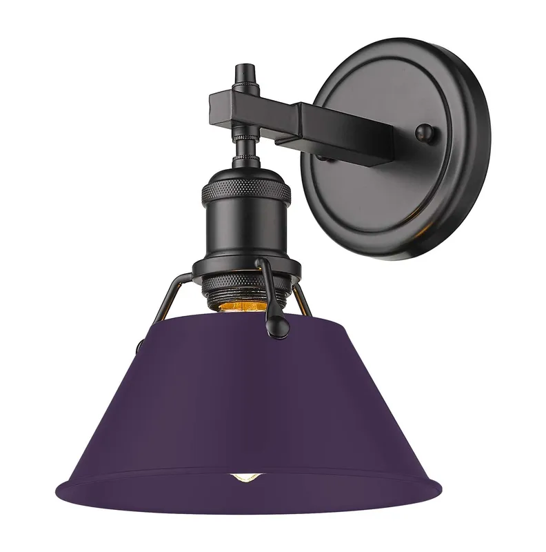 Yep by Golden Lighting Orwell 1-light Vanity in Matte Black and Exotic Purple shade — Golden Lighting LED Wall Lights  