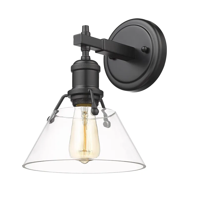 Yep by Golden Lighting Orwell 1-light Vanity in Matte Black and Clear Glass — Golden Lighting LED Wall Lights  