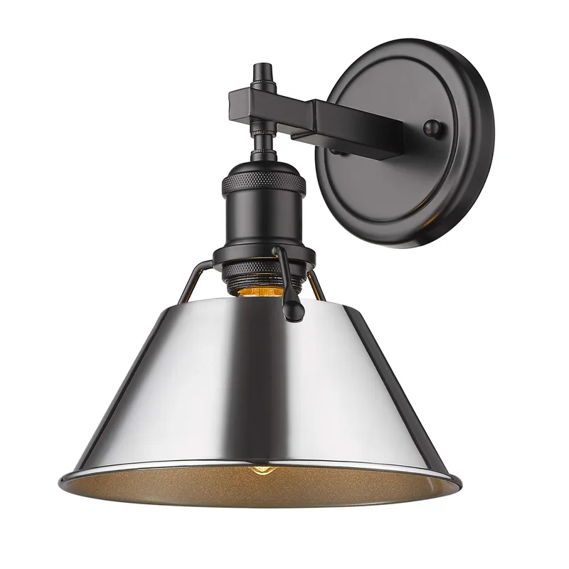 Yep by Golden Lighting Orwell 1-light Vanity in Matte Black and Chrome shade — Golden Lighting LED Wall Lights  