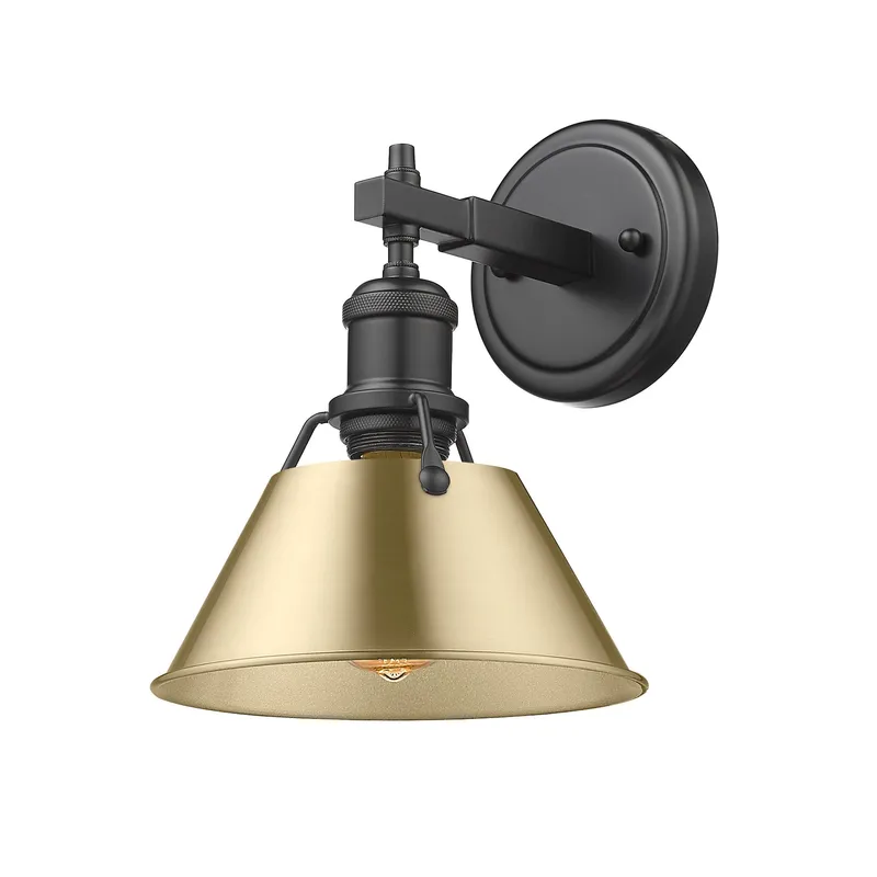 Yep by Golden Lighting Orwell 1-light Vanity in Matte Black and Brushed Champagne Brass shade — Golden Lighting LED Wall Lights 100.0W 