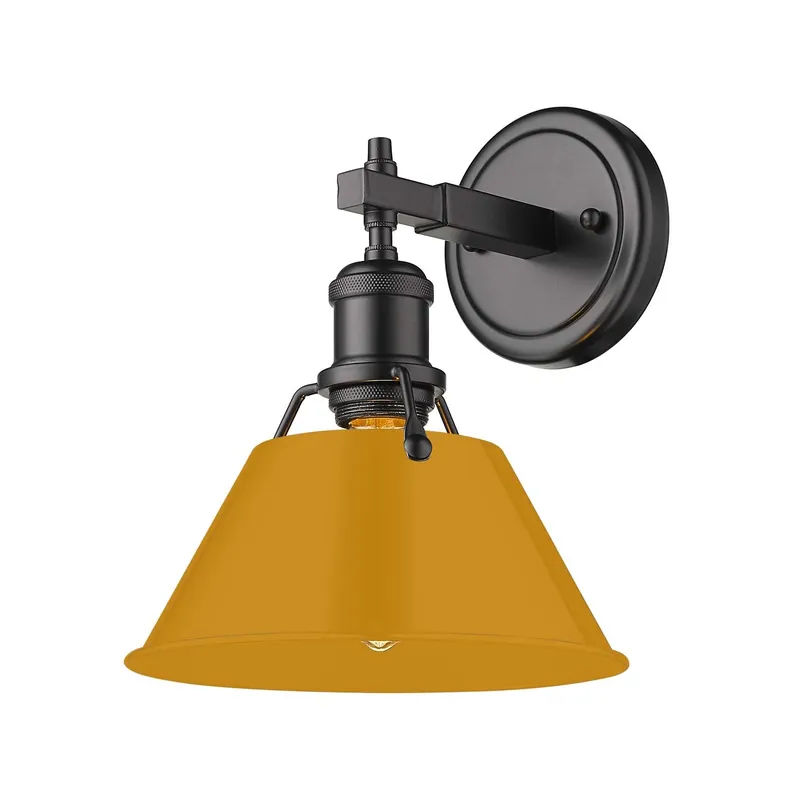 Yep by Golden Lighting Orwell 1-light Vanity in Matte Black and Auric Yellow shade — Golden Lighting LED Wall Lights 100.0W 