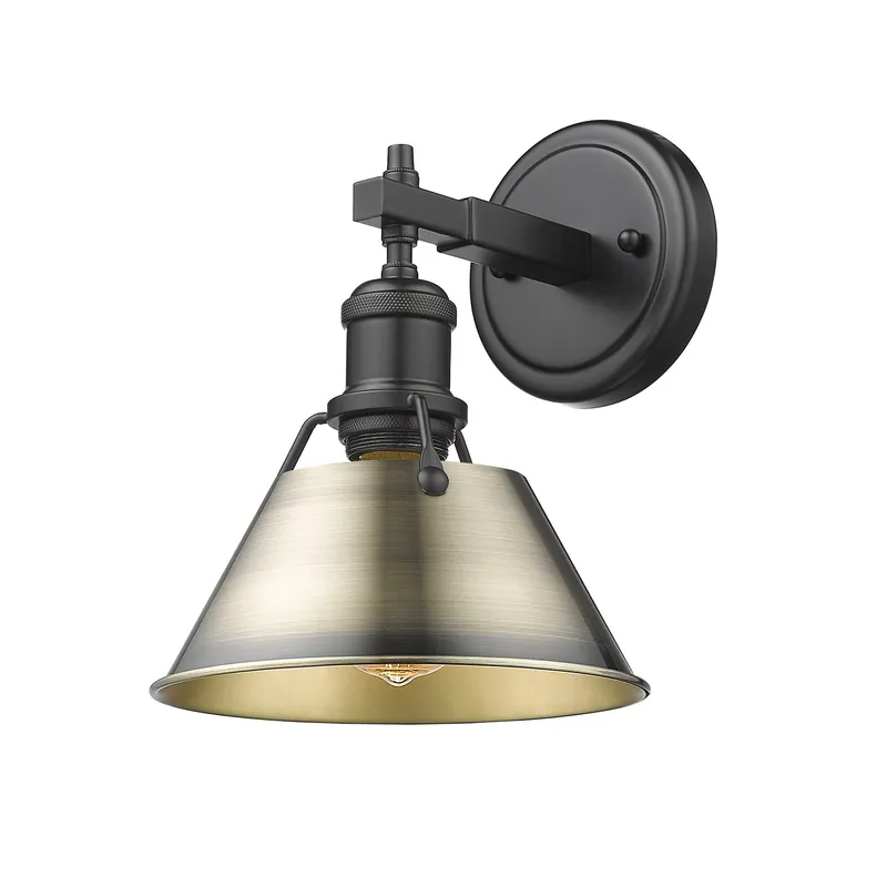 Yep by Golden Lighting Orwell 1-light Vanity in Matte Black and Aged Brass shade — Golden Lighting LED Wall Lights 100.0W 