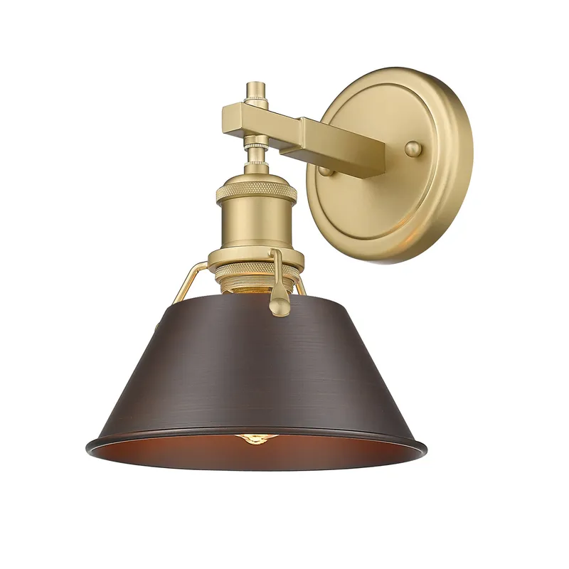 Yep by Golden Lighting Orwell 1-light Vanity in Brushed Champagne Brass and Rubbed Bronze shade — Golden Lighting LED Wall Lights  