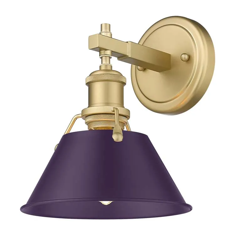 Yep by Golden Lighting Orwell 1-light Vanity in Brushed Champagne Brass and Exotic Purple shade — Golden Lighting LED Wall Lights 100.0W 