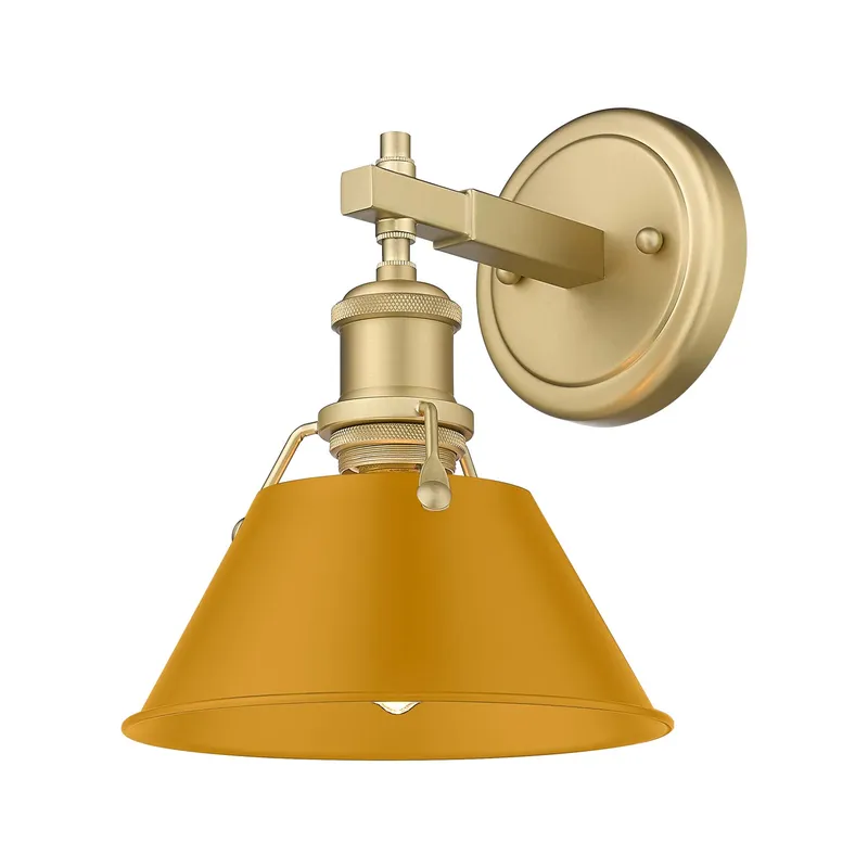 Yep by Golden Lighting Orwell 1-light Vanity in Brushed Champagne Brass and Auric Yellow shade — Golden Lighting LED Wall Lights  
