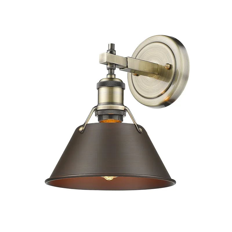 Yep by Golden Lighting Orwell 1-light Vanity in Aged Brass and Rubbed Bronze shade — Golden Lighting LED Wall Lights  