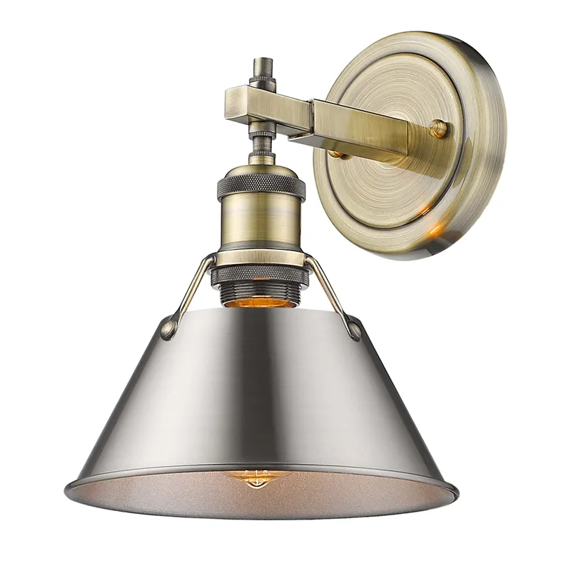 Yep by Golden Lighting Orwell 1-light Vanity in Aged Brass and Pewter shade — Golden Lighting LED Wall Lights  