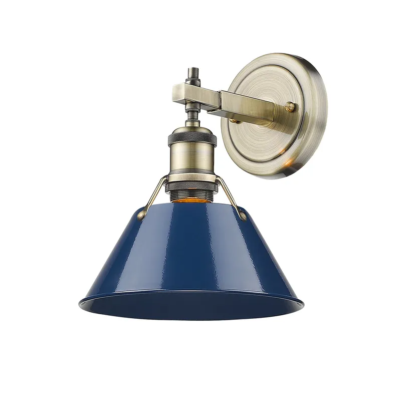 Yep by Golden Lighting Orwell 1-light Vanity in Aged Brass and Navy Blue shade — Golden Lighting LED Wall Lights  