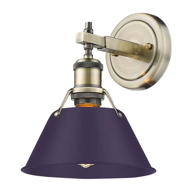 Yep by Golden Lighting Orwell 1-light Vanity in Aged Brass and Exotic Purple shade — Golden Lighting LED Wall Lights 100.0W 