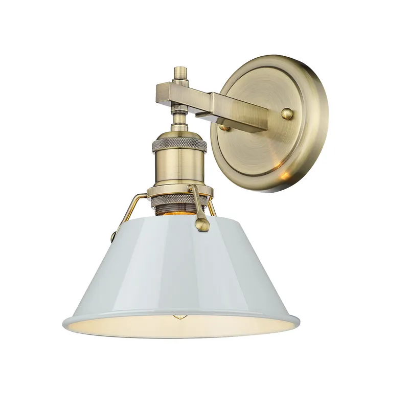 Yep by Golden Lighting Orwell 1-light Vanity in Aged Brass and Dusky Blue shade — Golden Lighting LED Wall Lights 100.0W 