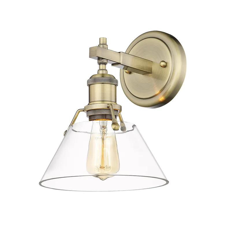 Yep by Golden Lighting Orwell 1-light Vanity in Aged Brass and Clear Glass — Golden Lighting LED Wall Lights 100.0W 