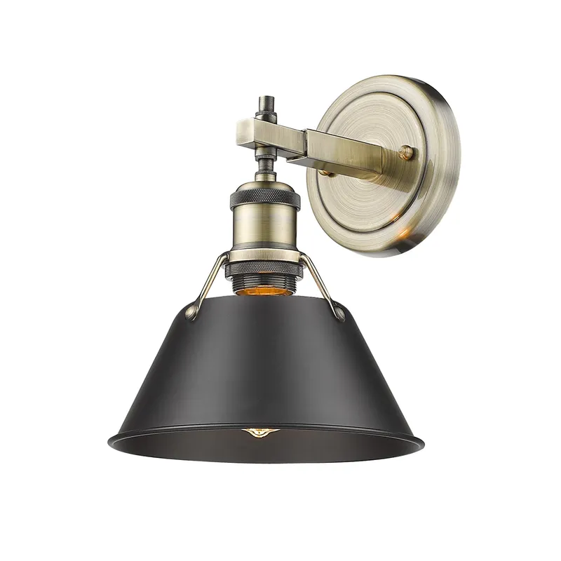 Yep by Golden Lighting Orwell 1-light Vanity in Aged Brass and Matte Black shade — Golden Lighting LED Wall Lights 100.0W 