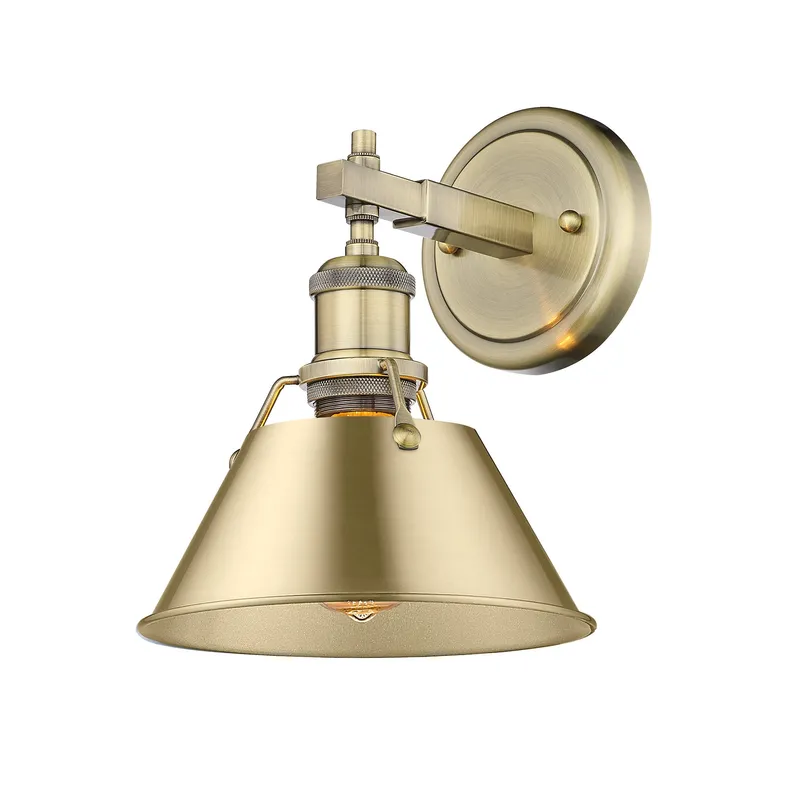 Yep by Golden Lighting Orwell 1-light Vanity in Aged Brass and Brushed Champagne Brass shade — Golden Lighting LED Wall Lights 100.0W 