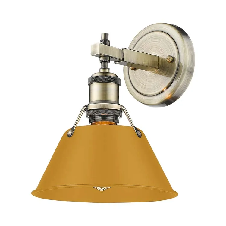 Yep by Golden Lighting Orwell 1-light Vanity in Aged Brass and Auric Yellow shade — Golden Lighting LED Wall Lights  