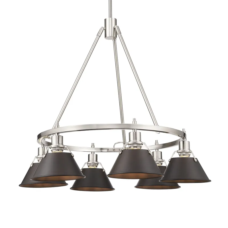 Yep by Golden Lighting Orwell 6-light Chandelier in Pewter and Rubbed Bronze shade — Golden Lighting LED Pendant Lights  