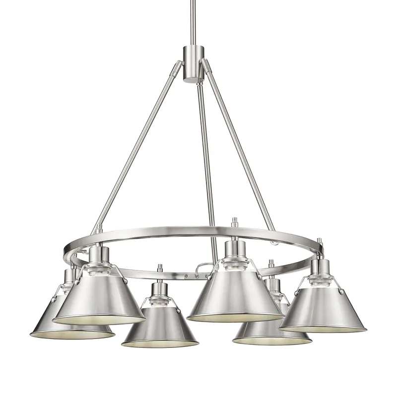Yep by Golden Lighting Orwell 6-light Chandelier in Pewter — Golden Lighting LED Pendant Lights  