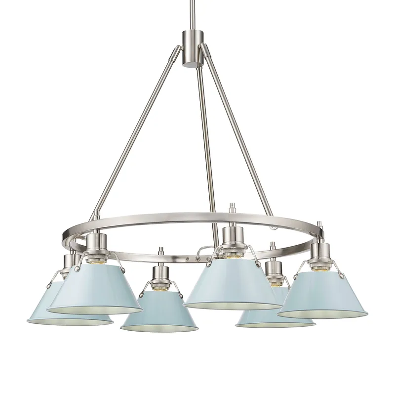 Yep by Golden Lighting Orwell 6-light Chandelier in Pewter and Dusky Blue shade — Golden Lighting LED Pendant Lights 60.0W 