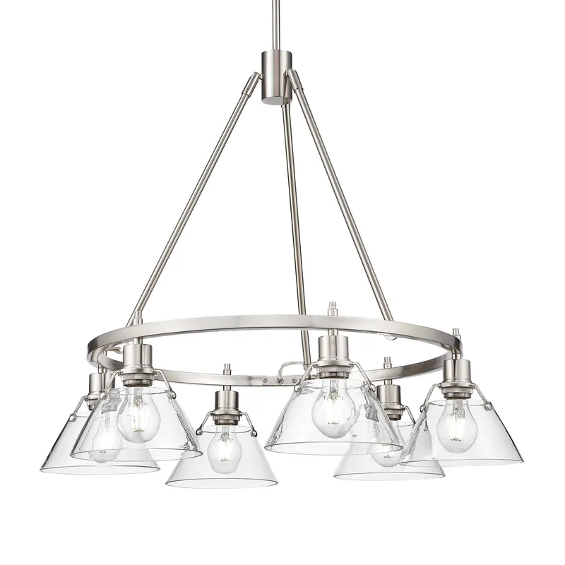 Yep by Golden Lighting Orwell 6-light Chandelier in Pewter and Clear Glass — Golden Lighting LED Pendant Lights 60.0W 