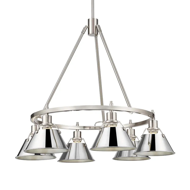 Yep by Golden Lighting Orwell 6-light Chandelier in Pewter and Chrome shade — Golden Lighting LED Pendant Lights 60.0W 