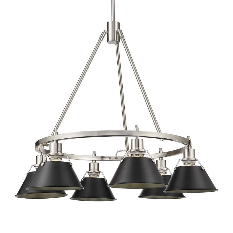 Yep by Golden Lighting Orwell 6-light Chandelier in Pewter and Matte Black shade — Golden Lighting LED Pendant Lights 60.0W 