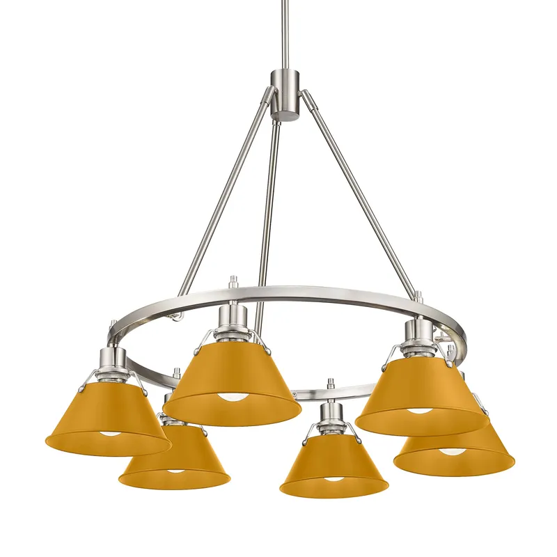 Yep by Golden Lighting Orwell 6-light Chandelier in Pewter and Auric Yellow shade — Golden Lighting LED Pendant Lights 60.0W 
