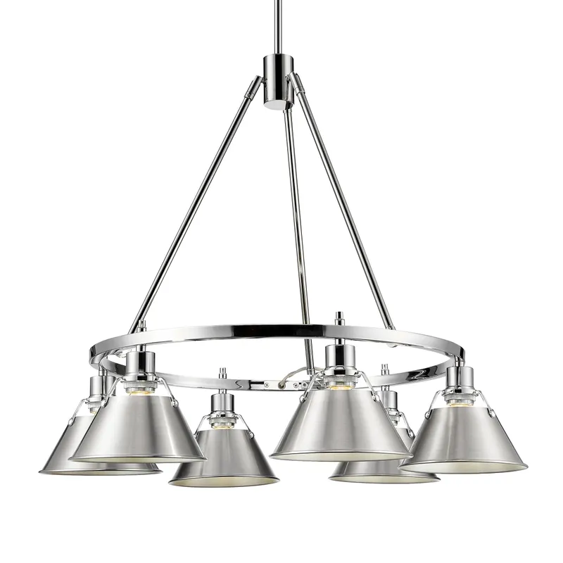Yep by Golden Lighting Orwell 6-light Chandelier in Chrome and Pewter shade — Golden Lighting LED Pendant Lights  