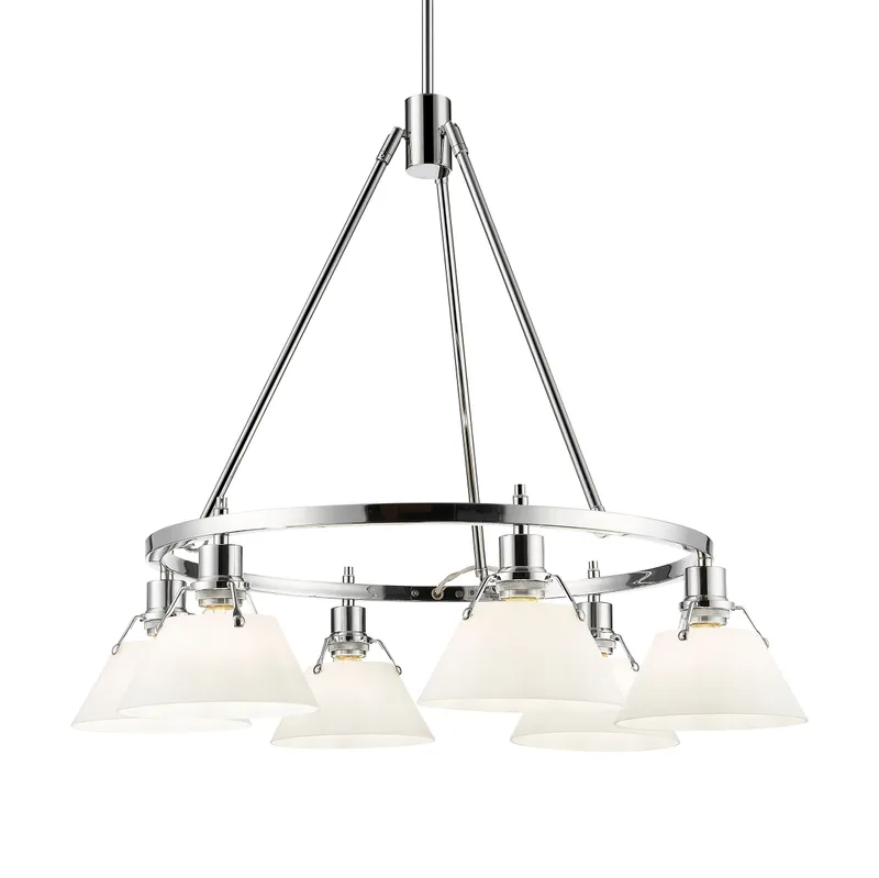Yep by Golden Lighting Orwell 6-light Chandelier in Chrome and Opal Glass — Golden Lighting LED Pendant Lights  