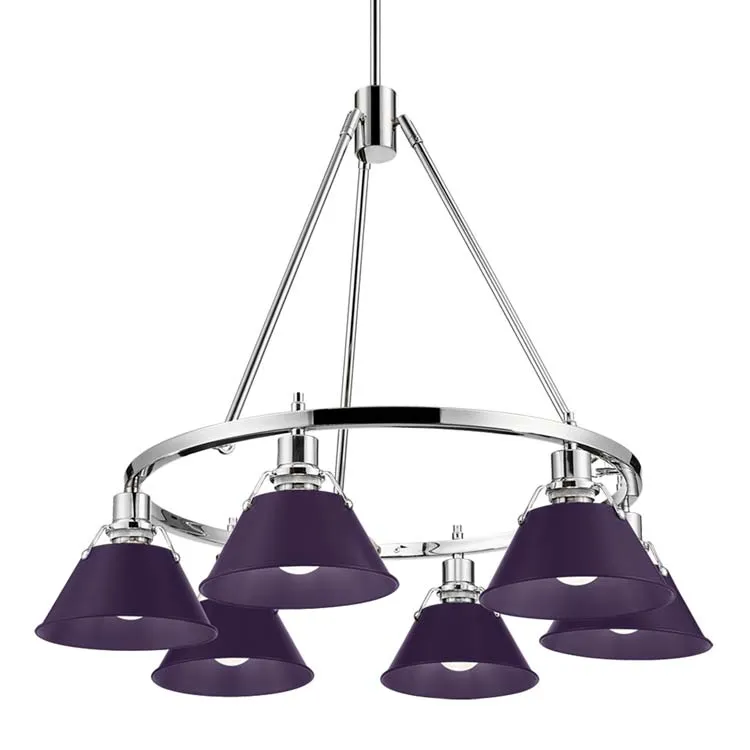 Yep by Golden Lighting Orwell 6-light Chandelier in Chrome and Exotic Purple shade — Golden Lighting LED Pendant Lights  