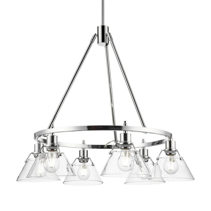 Yep by Golden Lighting Orwell 6-light Chandelier in Chrome and Clear Glass — Golden Lighting LED Pendant Lights  